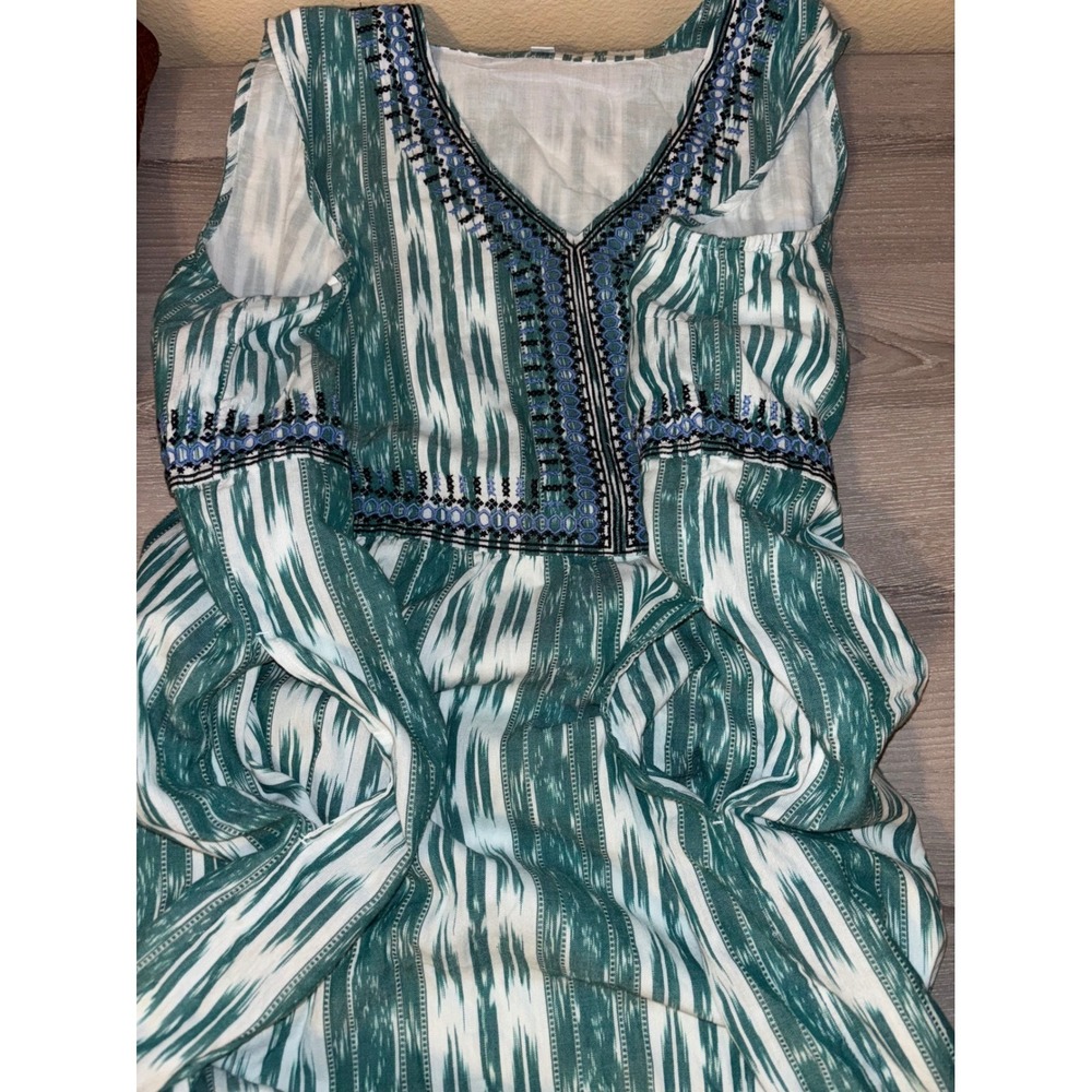 J Jill Embroidered Ikat Print V Neck Sleeveless Dress Women's 2X Resortwear‎ - Picture 3 of 6